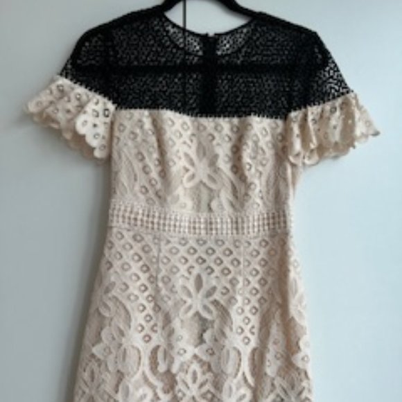 Club Monaco Dresses & Skirts - Club  Monaco Light Peach/Pink Black Lace Dress Size 00